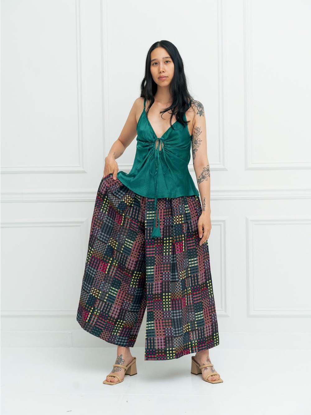 Rujuta Sheth - Frida Pants - Wide-Leg Patterned Palazzo Pants - Sz S - Picture 2 of 6
